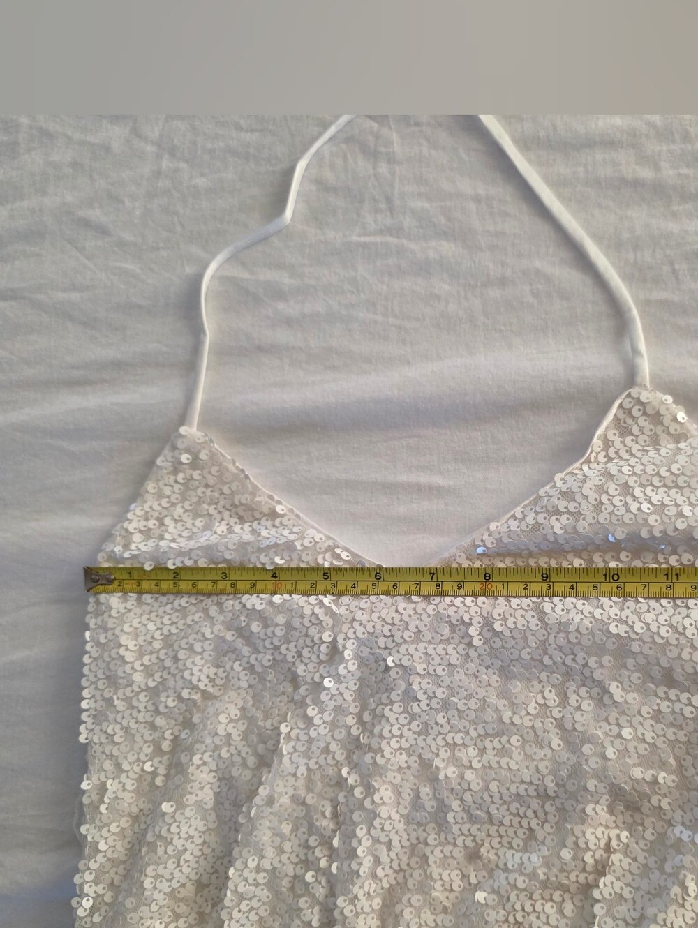 Trina Turk White Sequin Halter Mini Dress